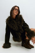 Faux suede fur jacket