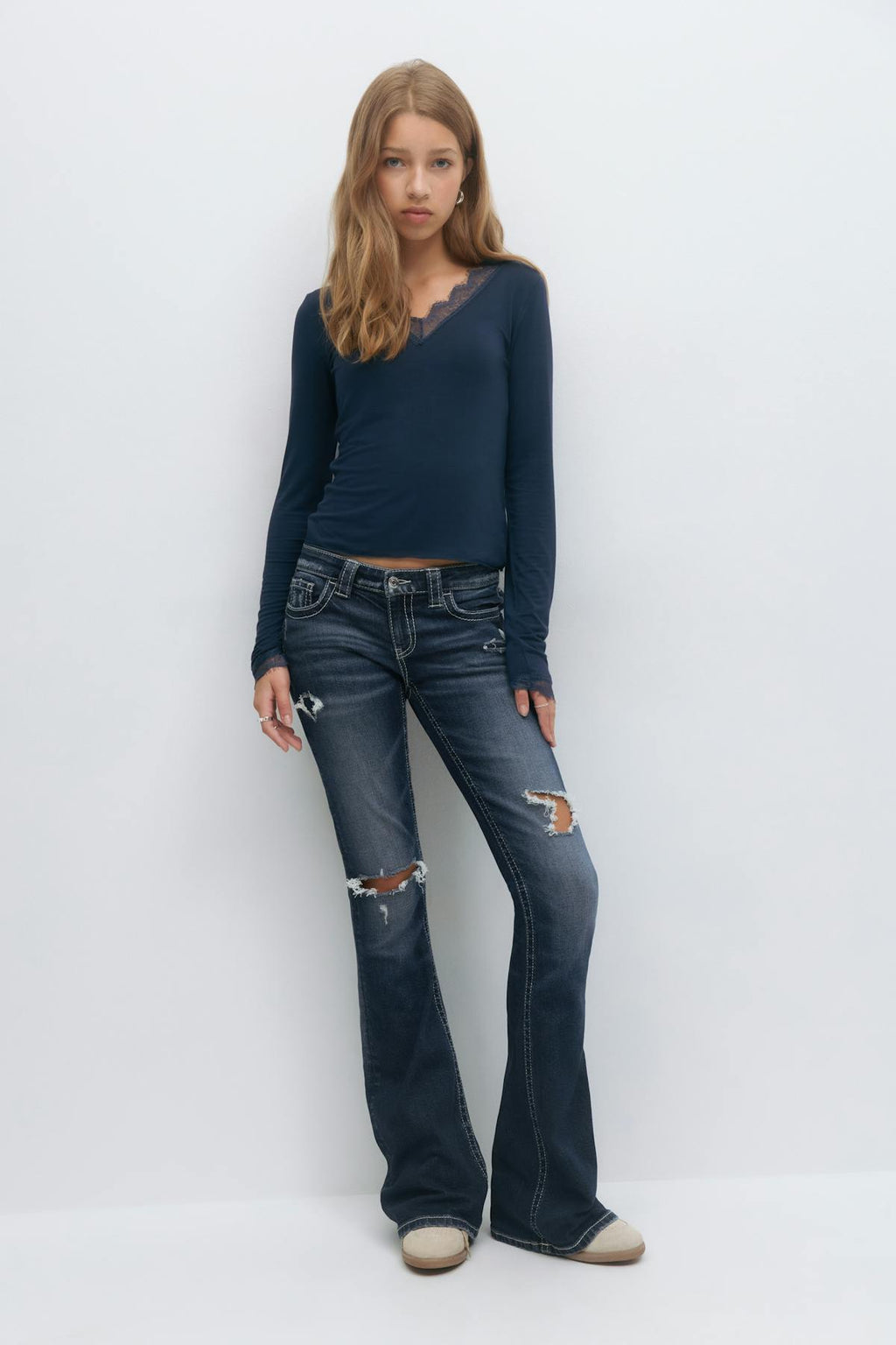 Low rise flare jeans