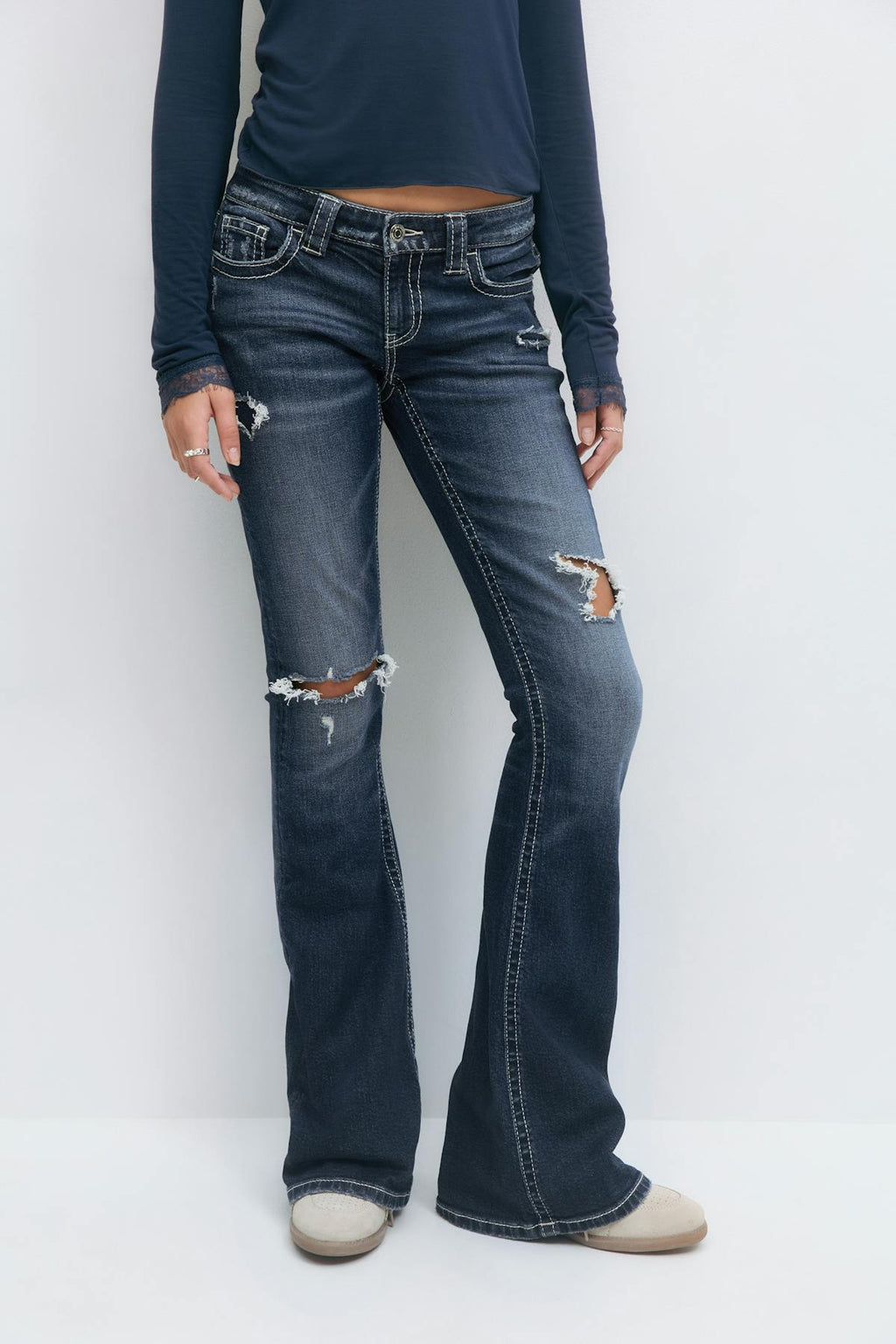 Low rise flare jeans