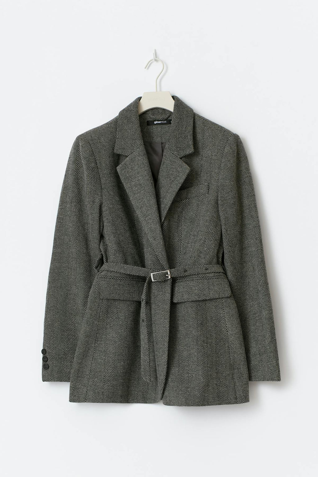 Herringbone belted blazer
