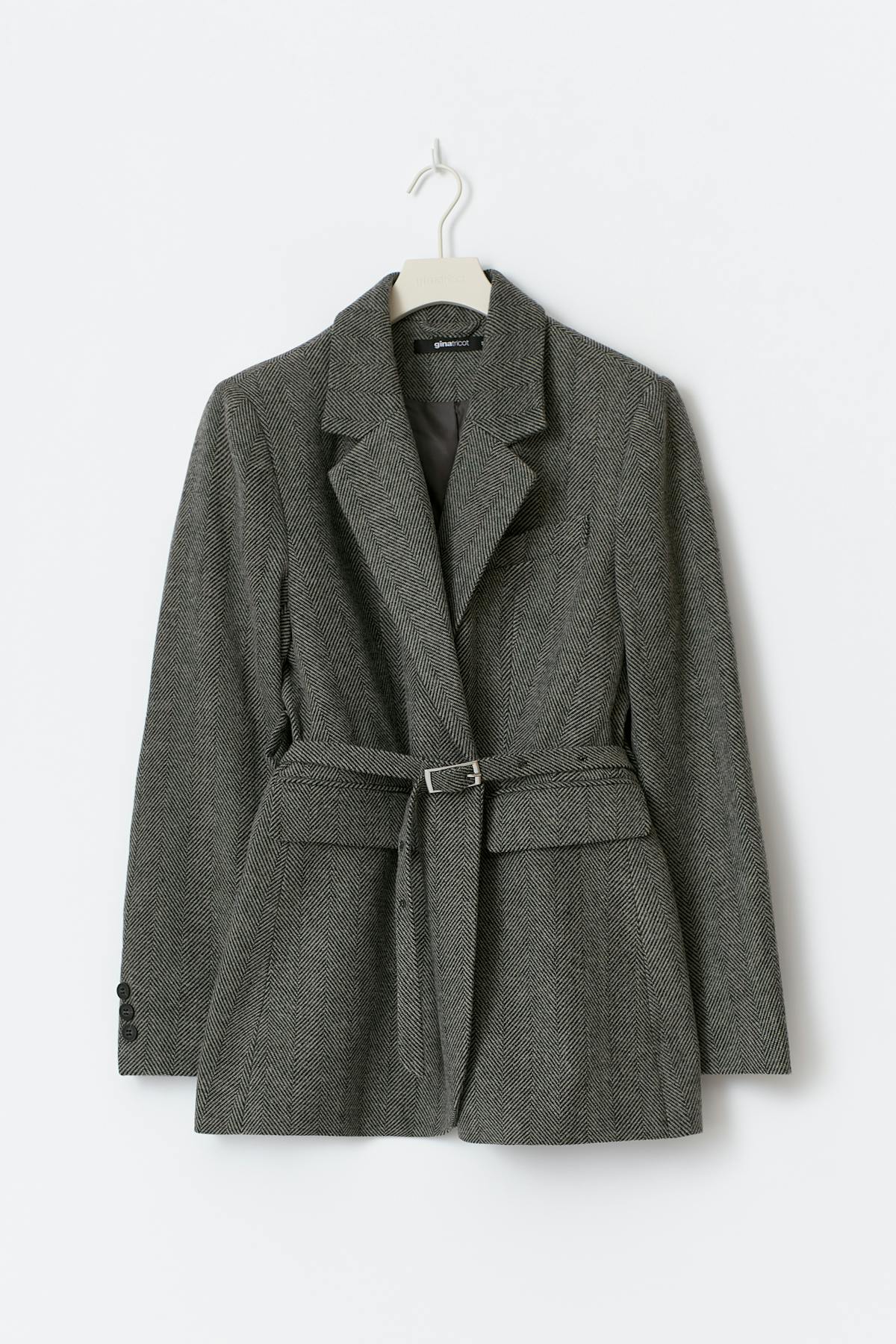 Herringbone belted blazer