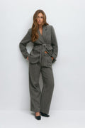 Mid waist herringbone trousers
