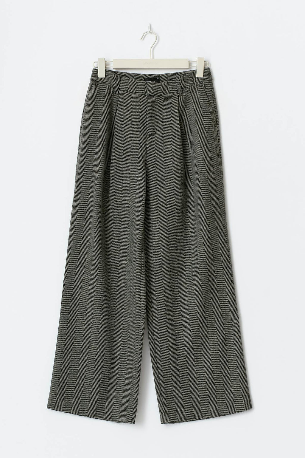 Mid waist herringbone trousers