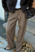 Low wide pleated trousers