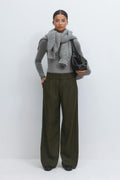Low wide pleated trousers