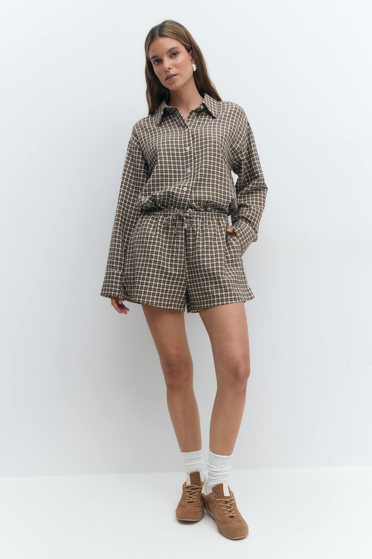 Checked drawstring shorts