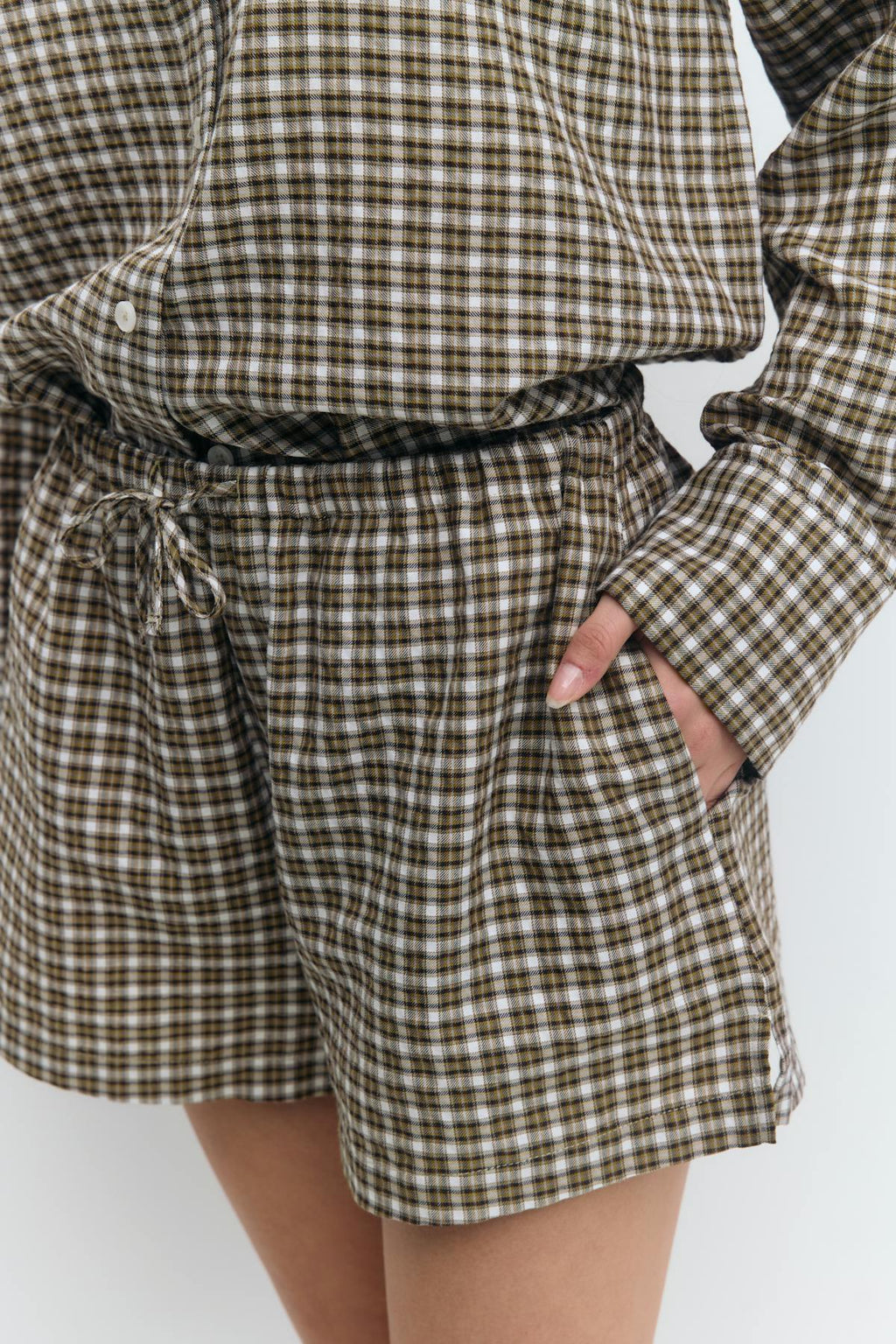 Checked drawstring shorts