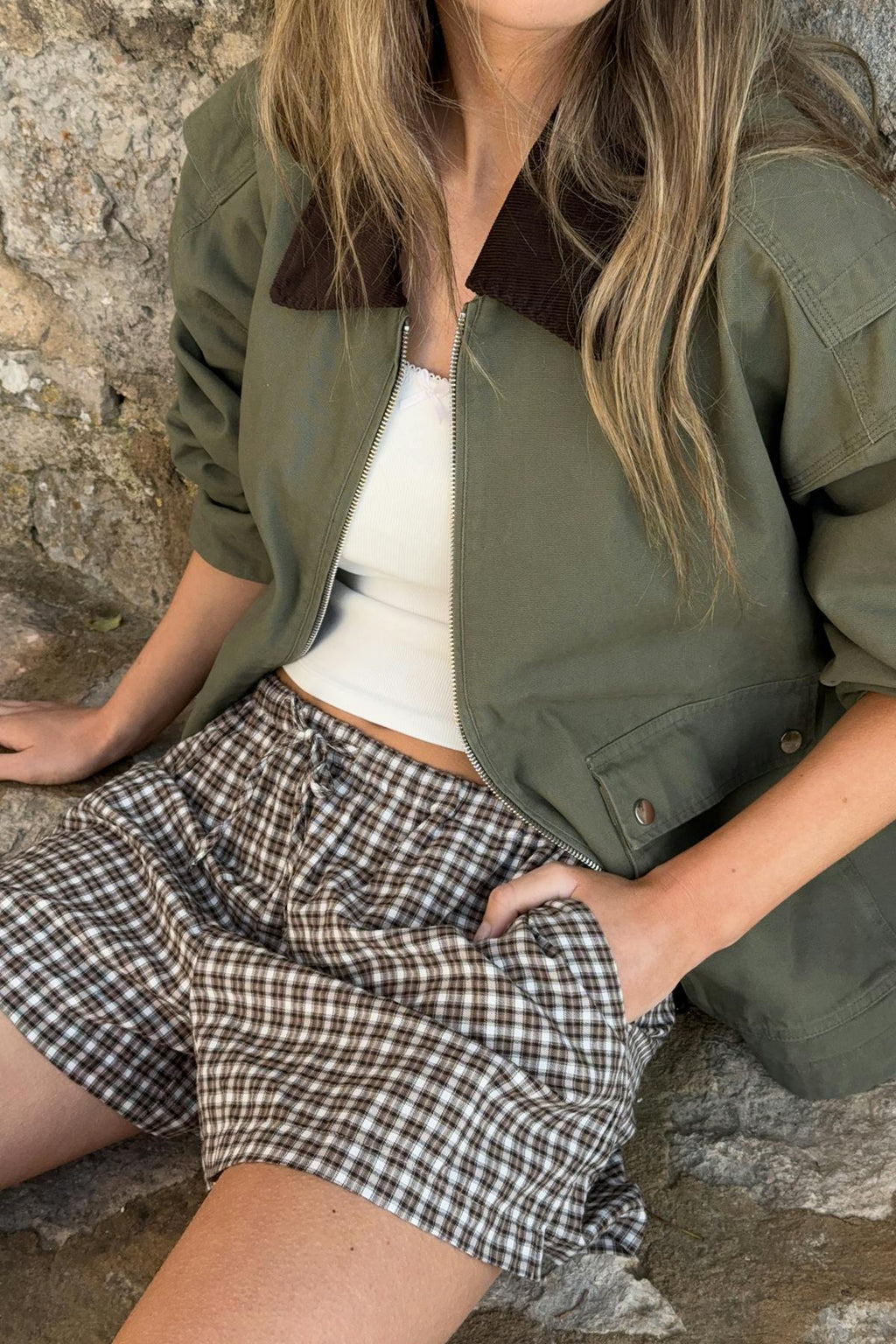 Checked drawstring shorts