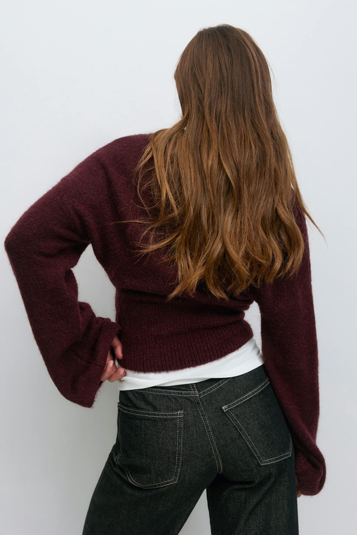 Wide sleeve knitted sweater