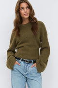 Wide sleeve knitted sweater