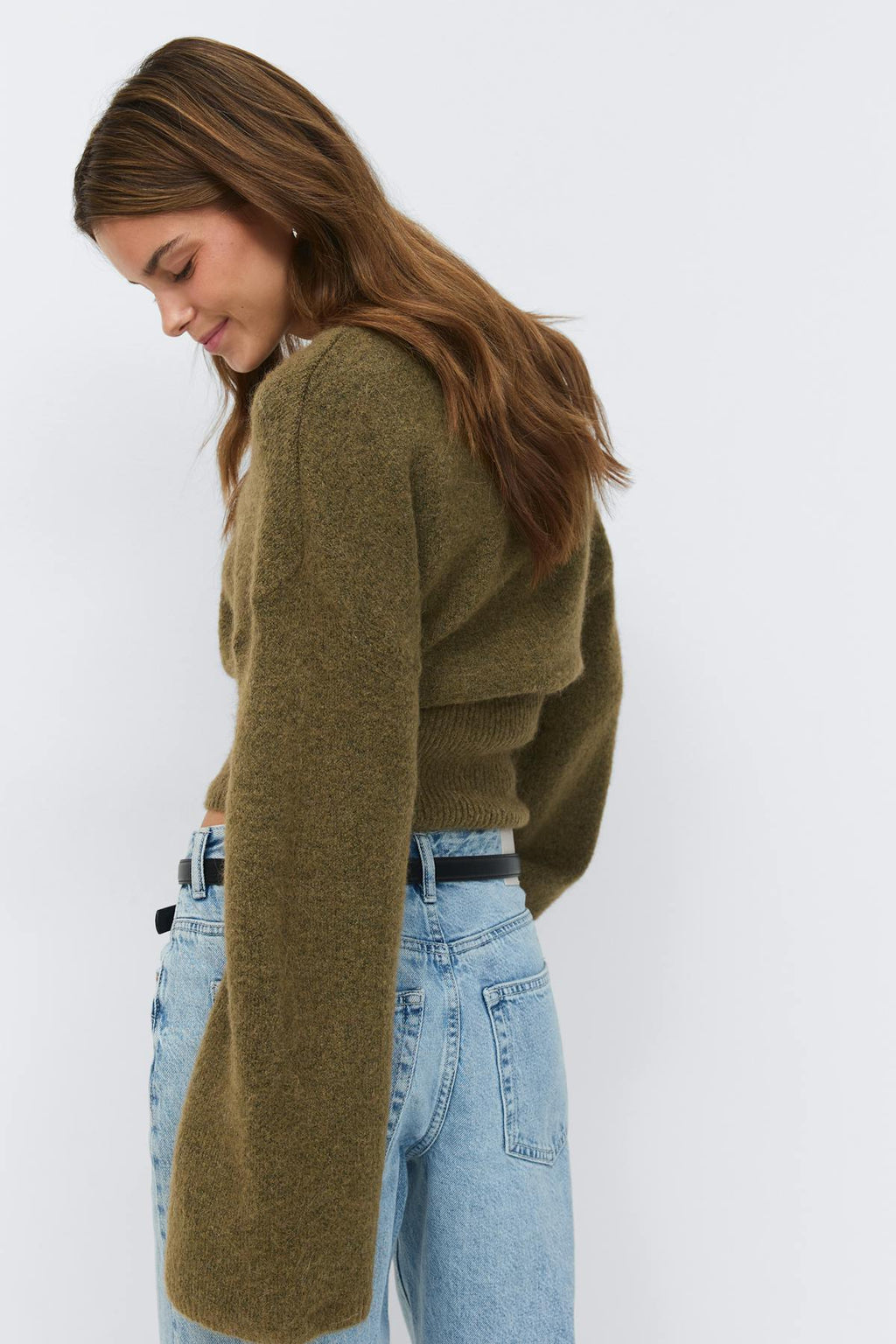 Wide sleeve knitted sweater