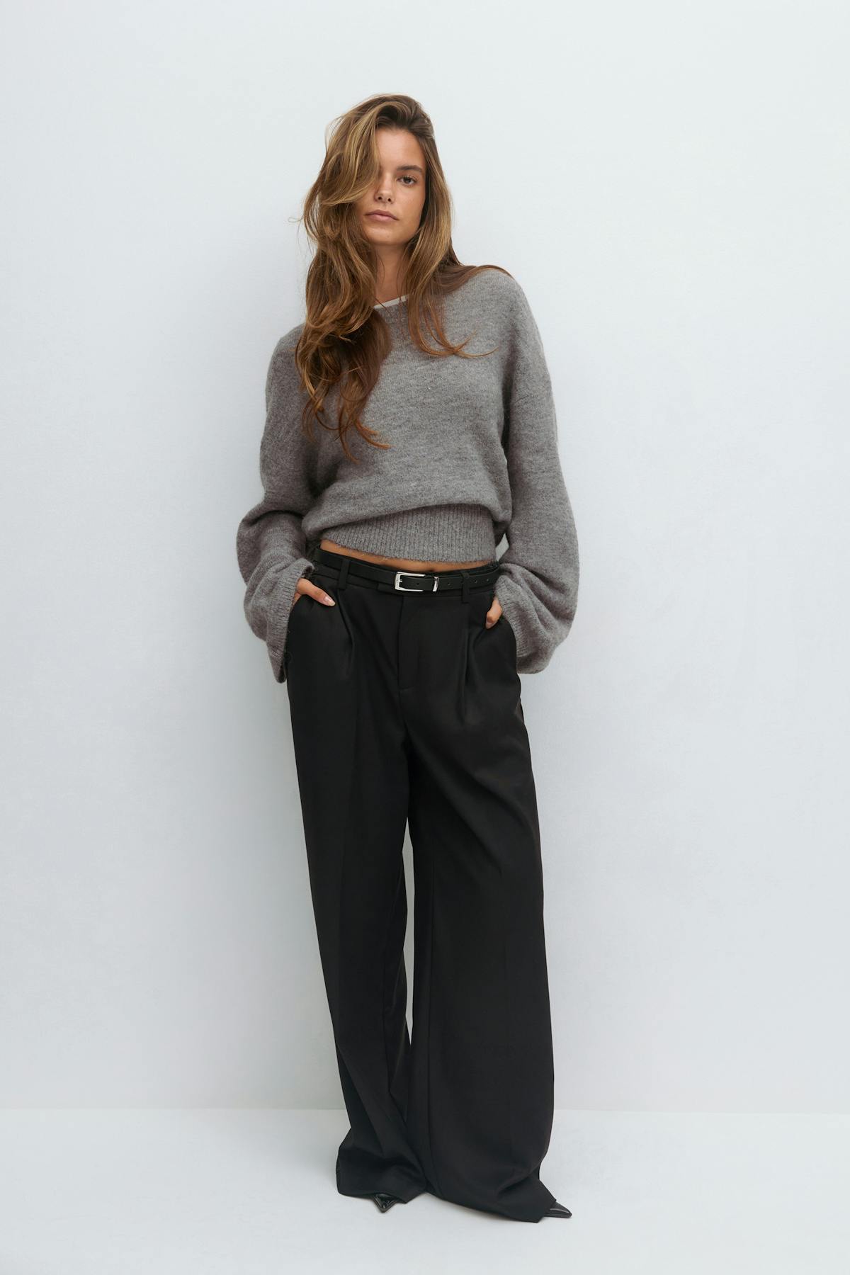 Wide sleeve knitted sweater