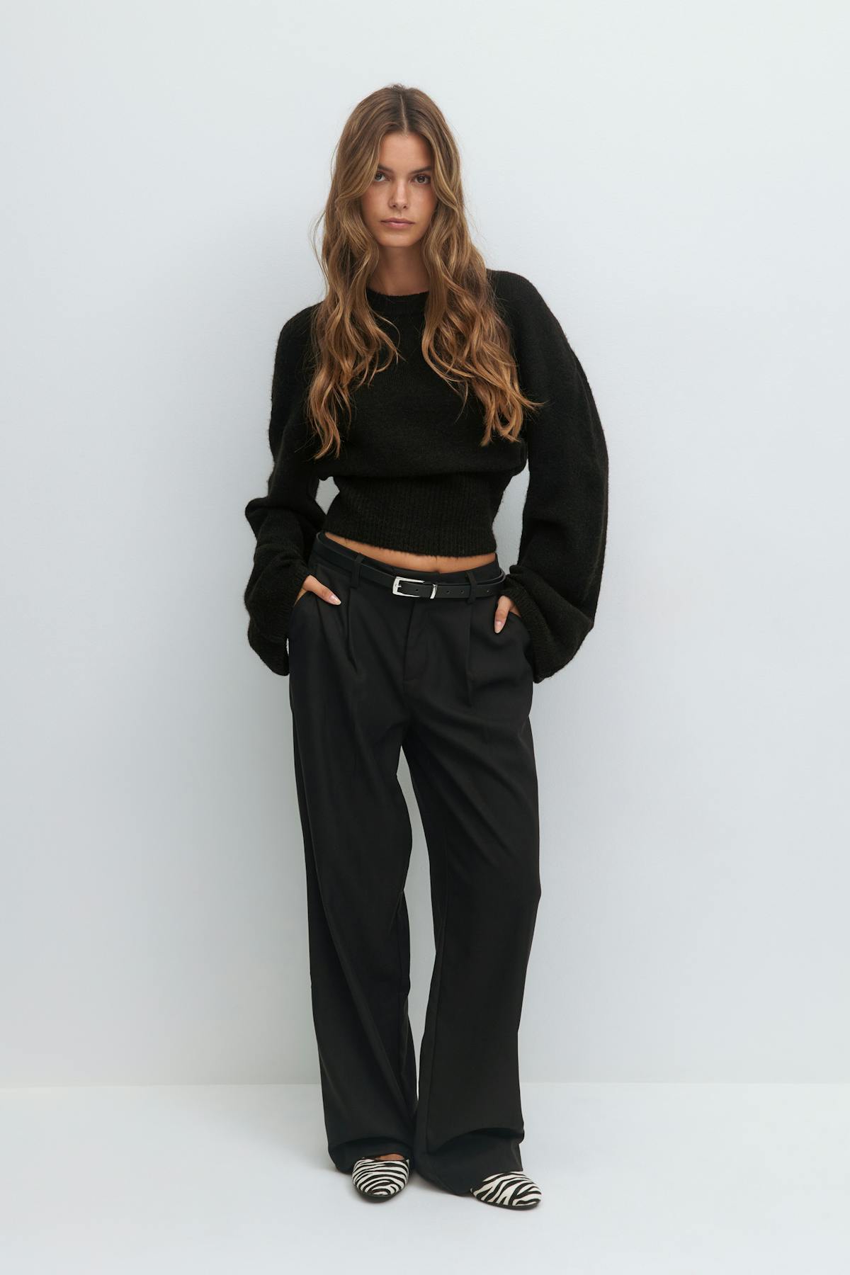 Wide sleeve knitted sweater
