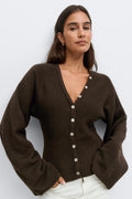 Fitted waist knitted cardigan