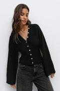 Fitted waist knitted cardigan