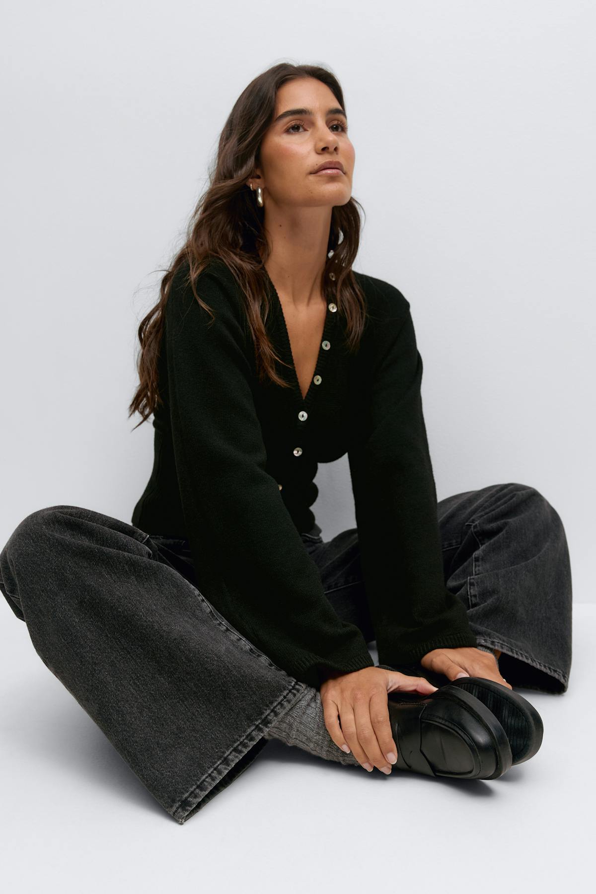 Fitted waist knitted cardigan