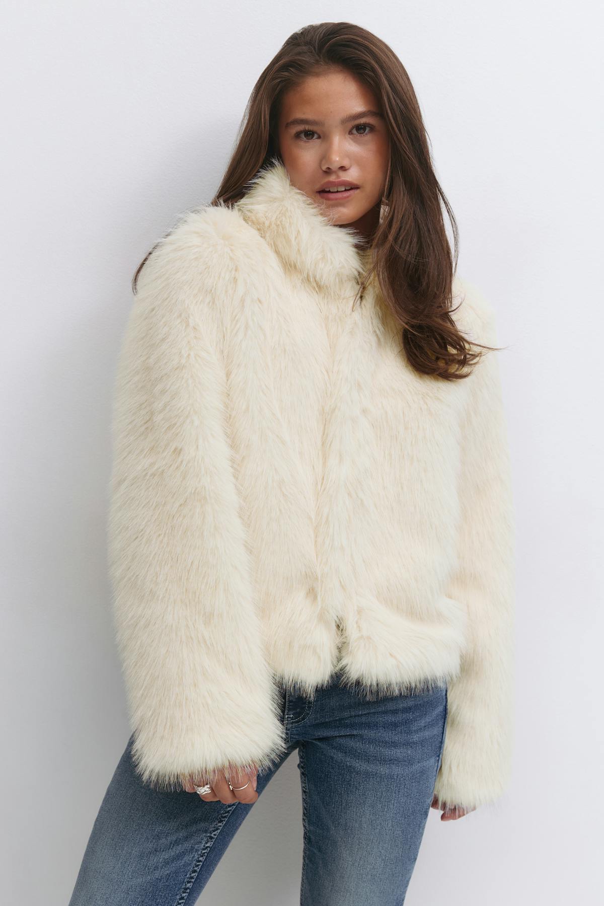 Y faux fur hood jacket