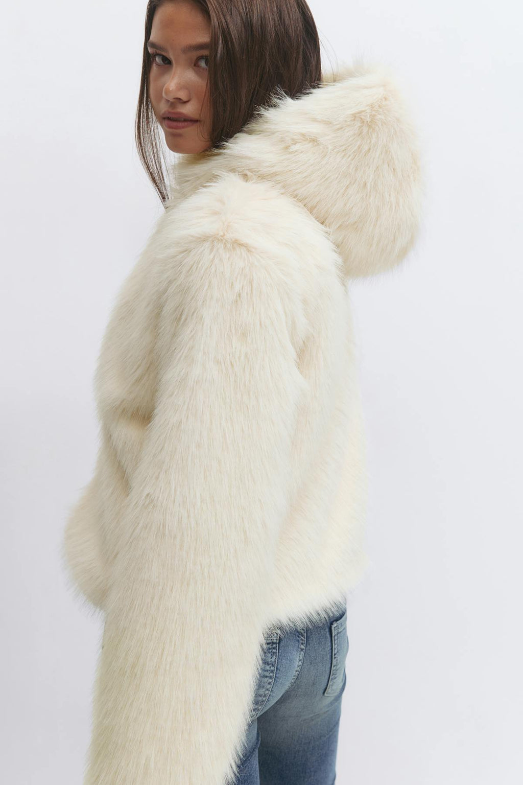 Y faux fur hood jacket