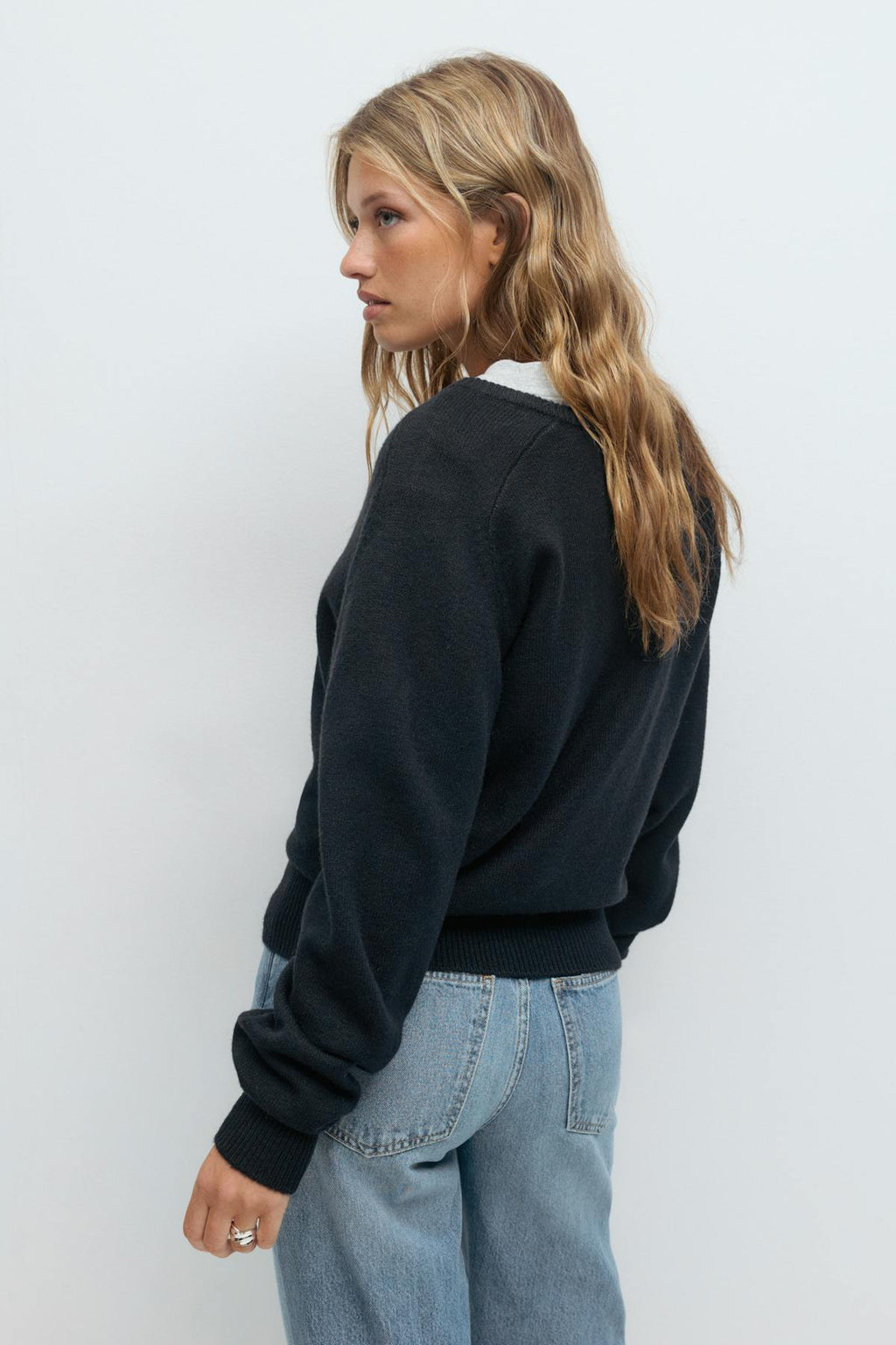 V-neck knitted sweater