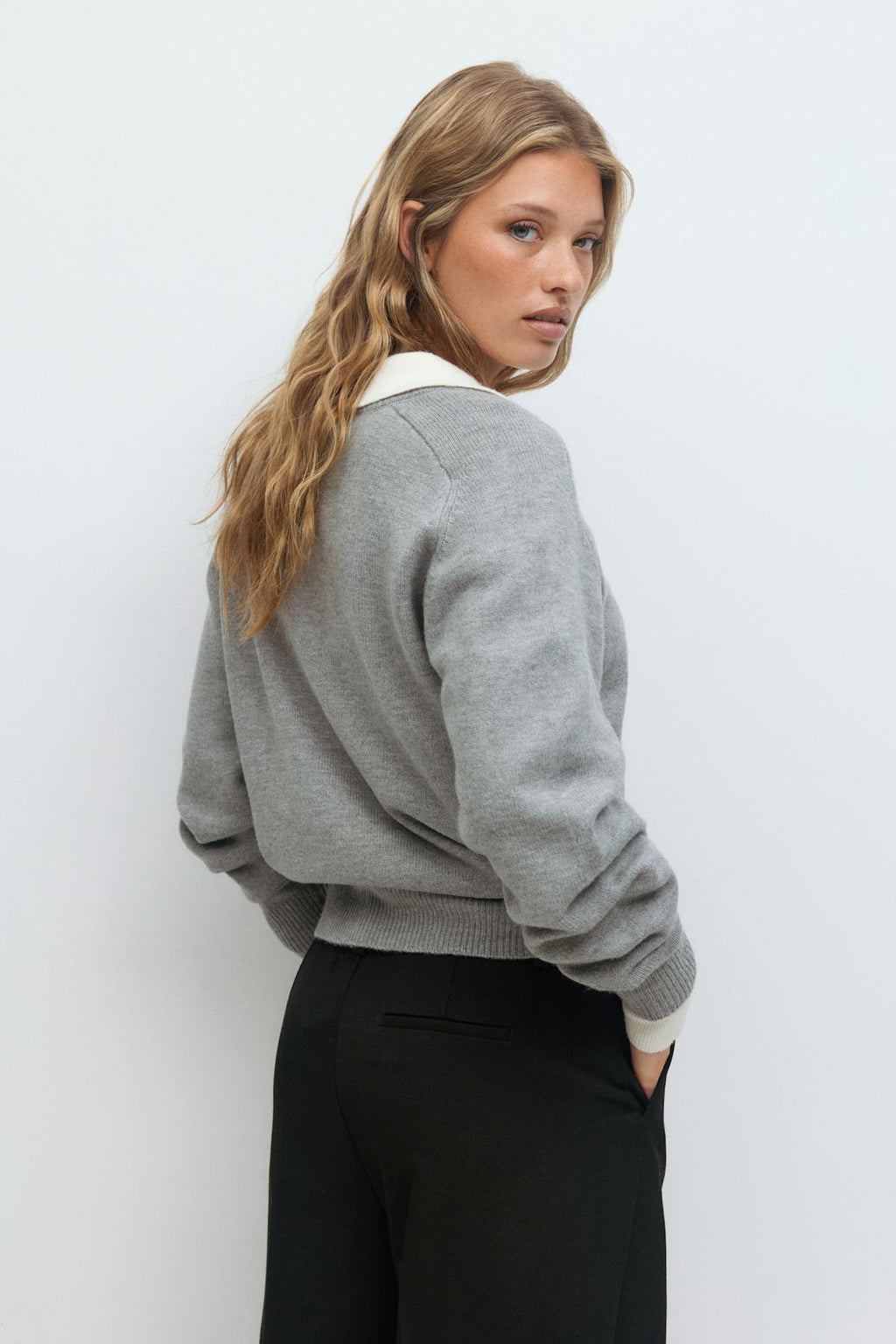 V-neck knitted sweater