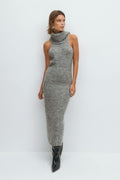 Sleeveless polo knitted dress