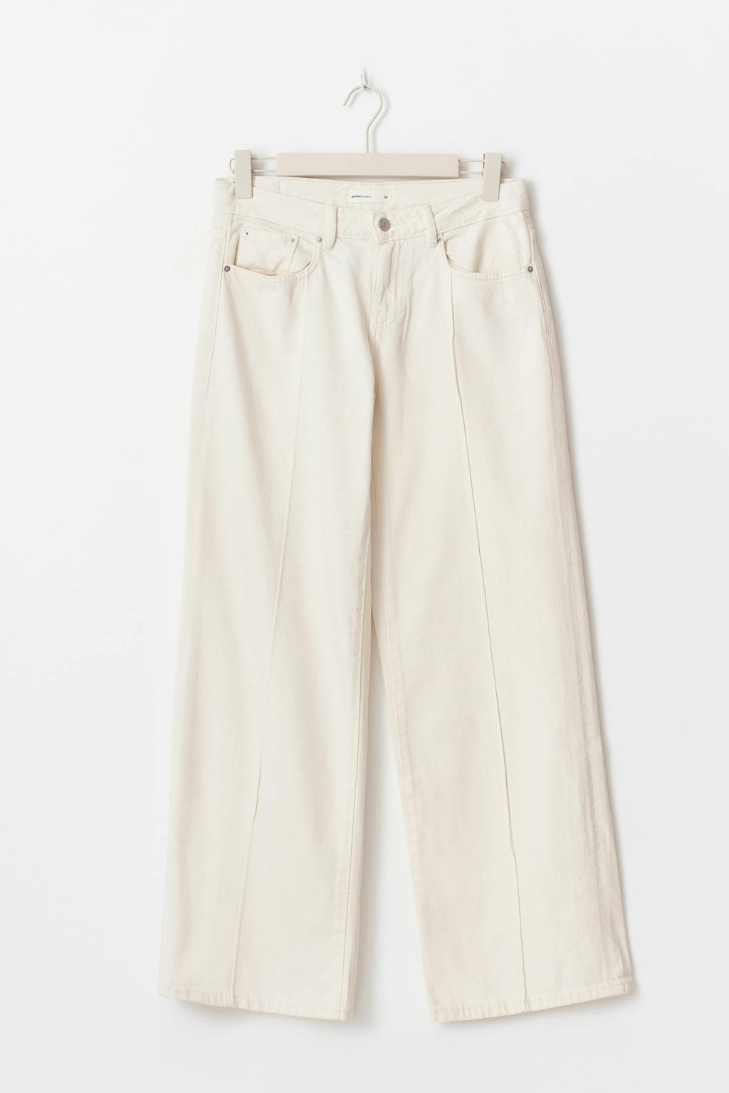 Low wide front seam jeans