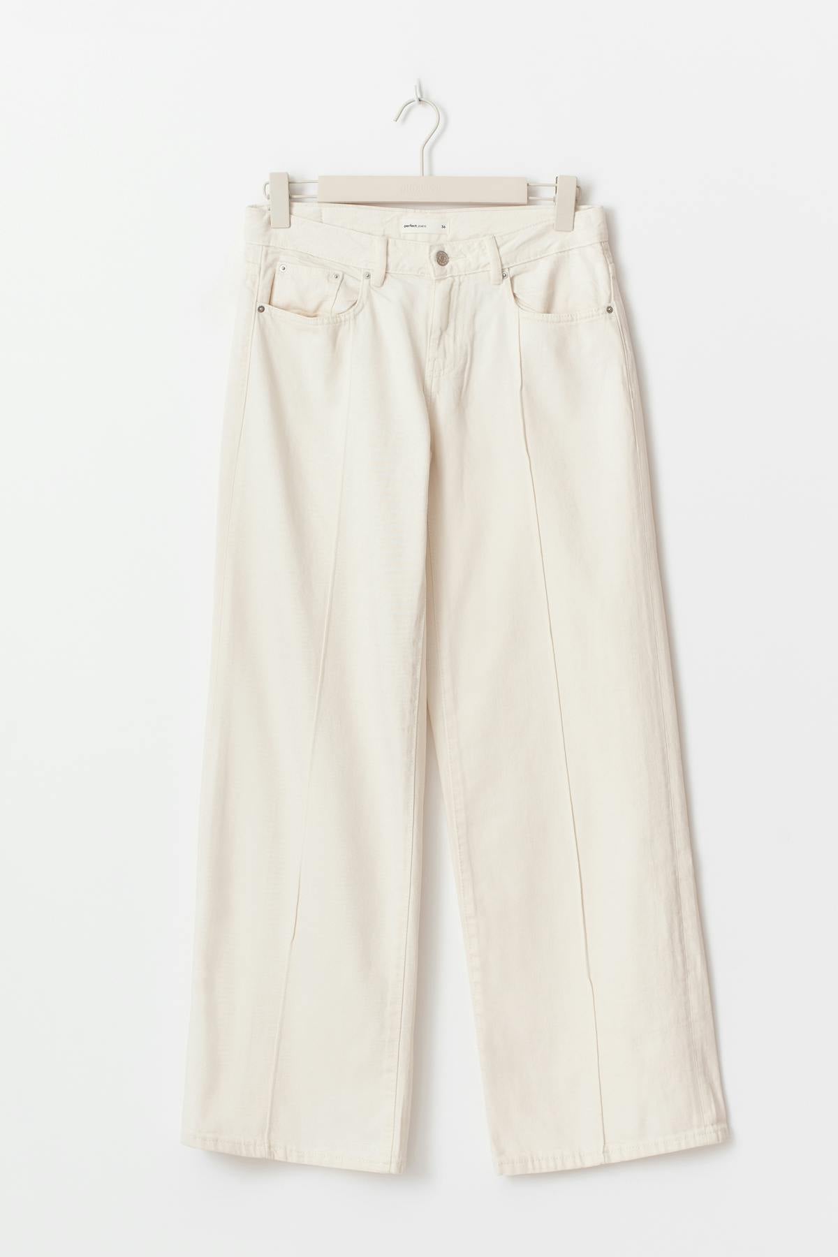 Low wide front seam jeans