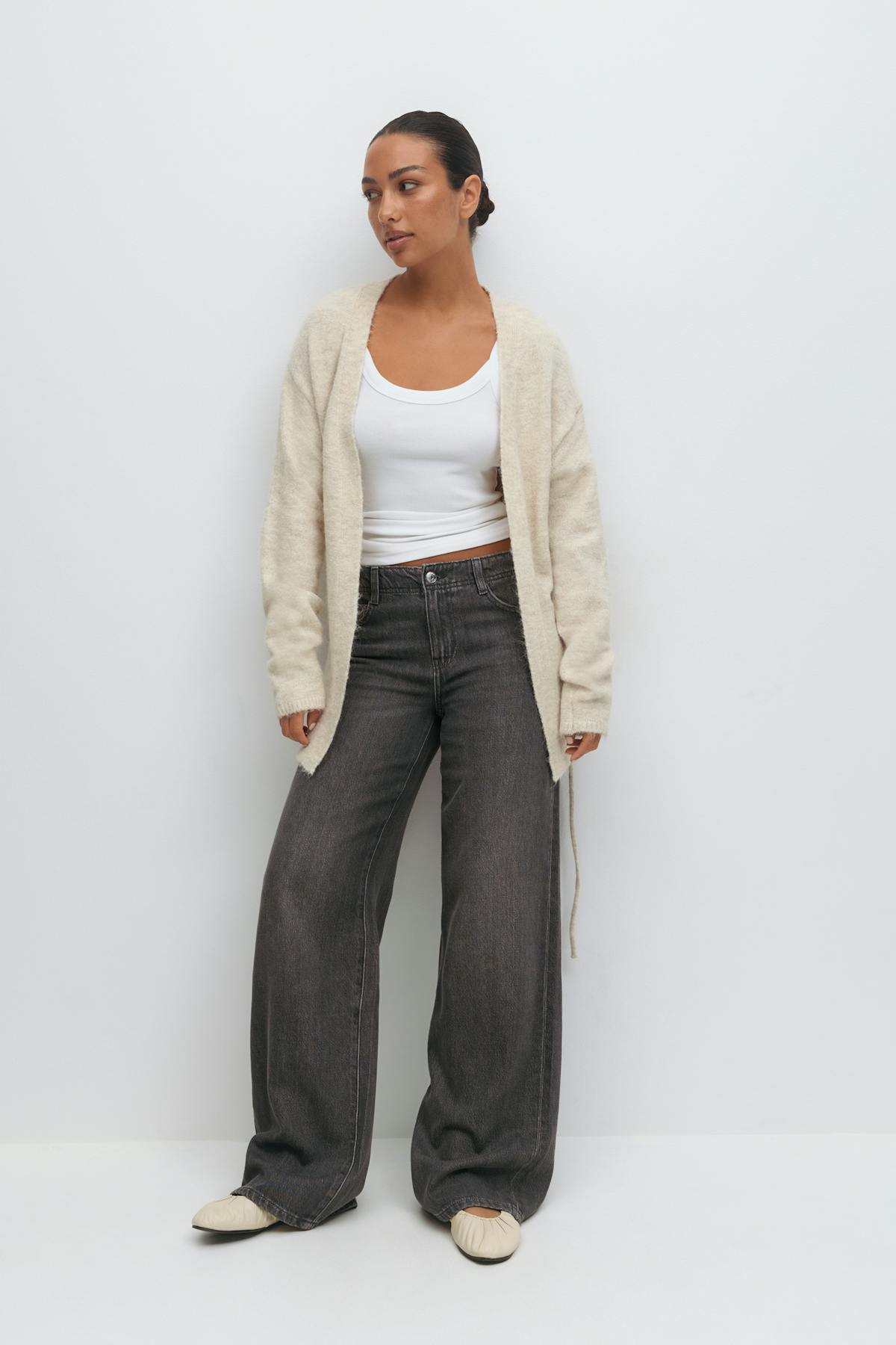 Mid knitted wrap cardigan