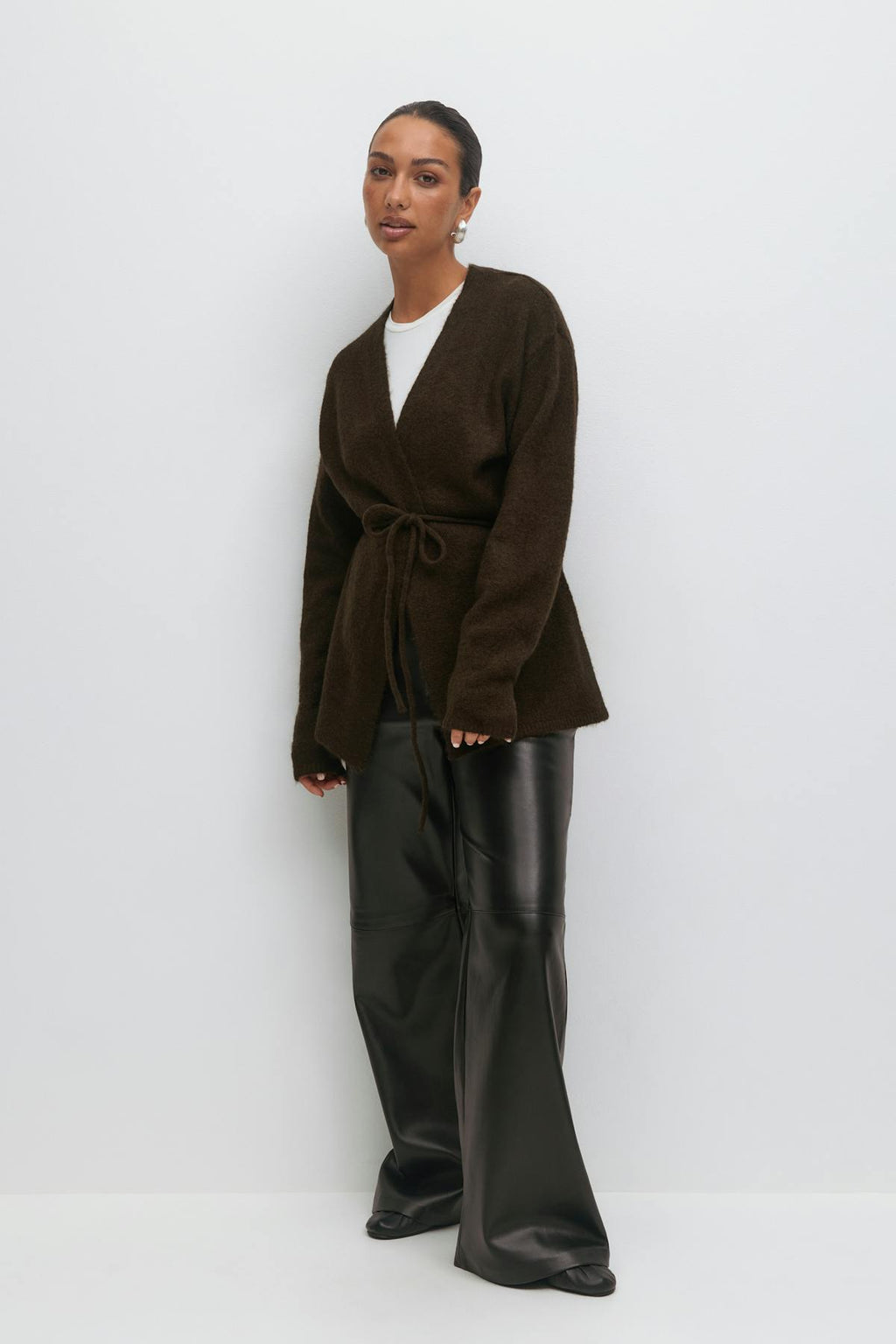 Mid knitted wrap cardigan