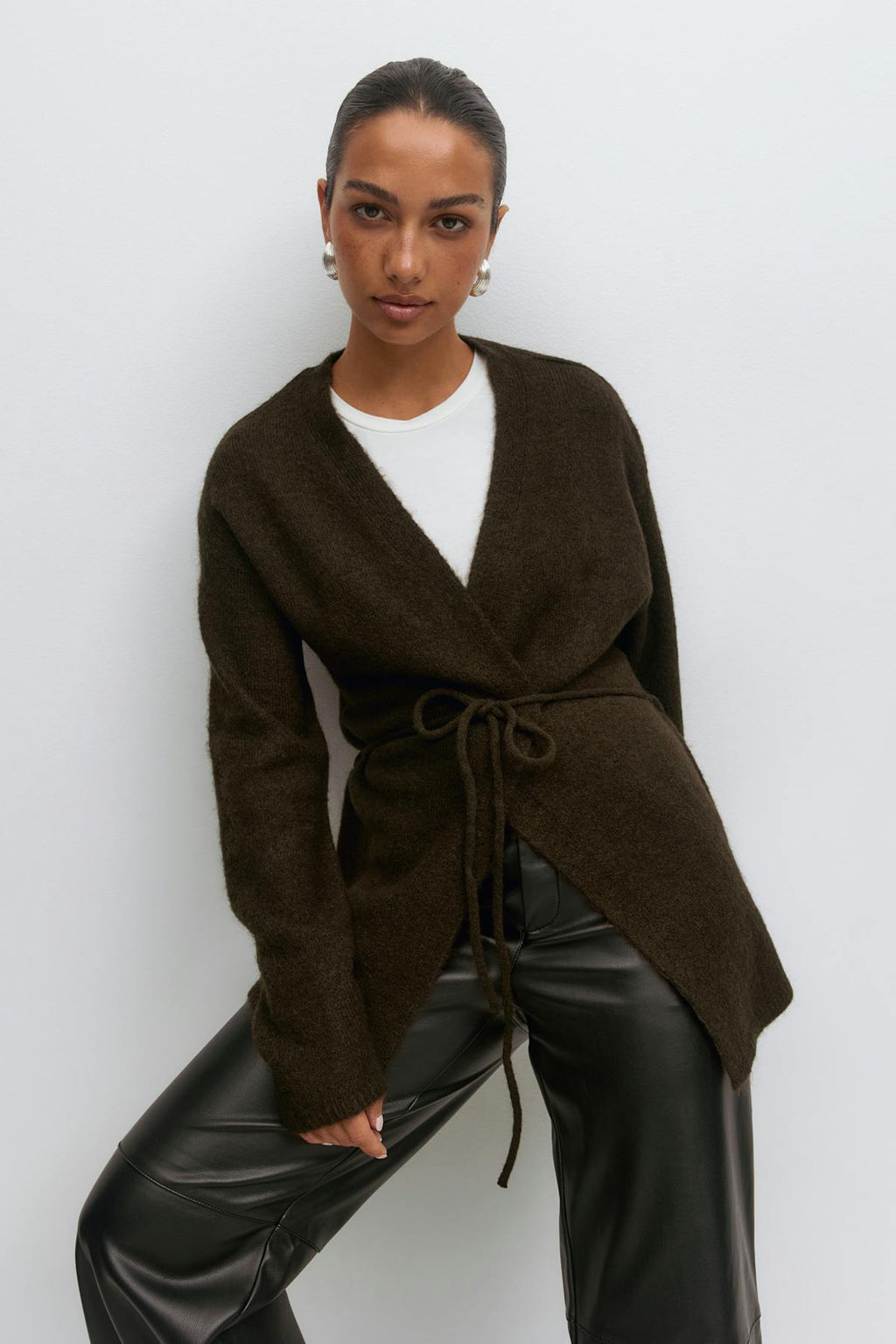 Mid knitted wrap cardigan