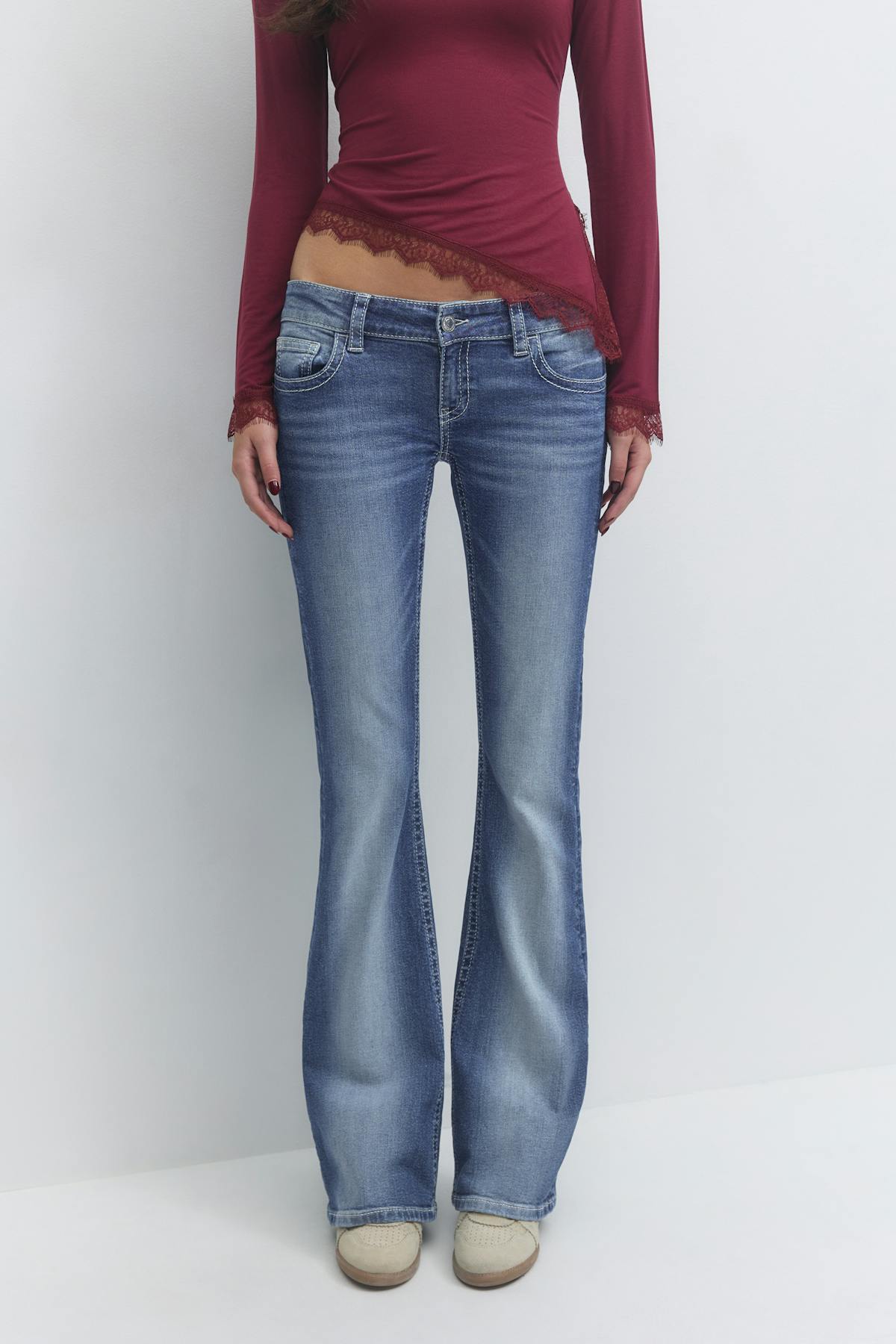 Decorated flare tall jeans