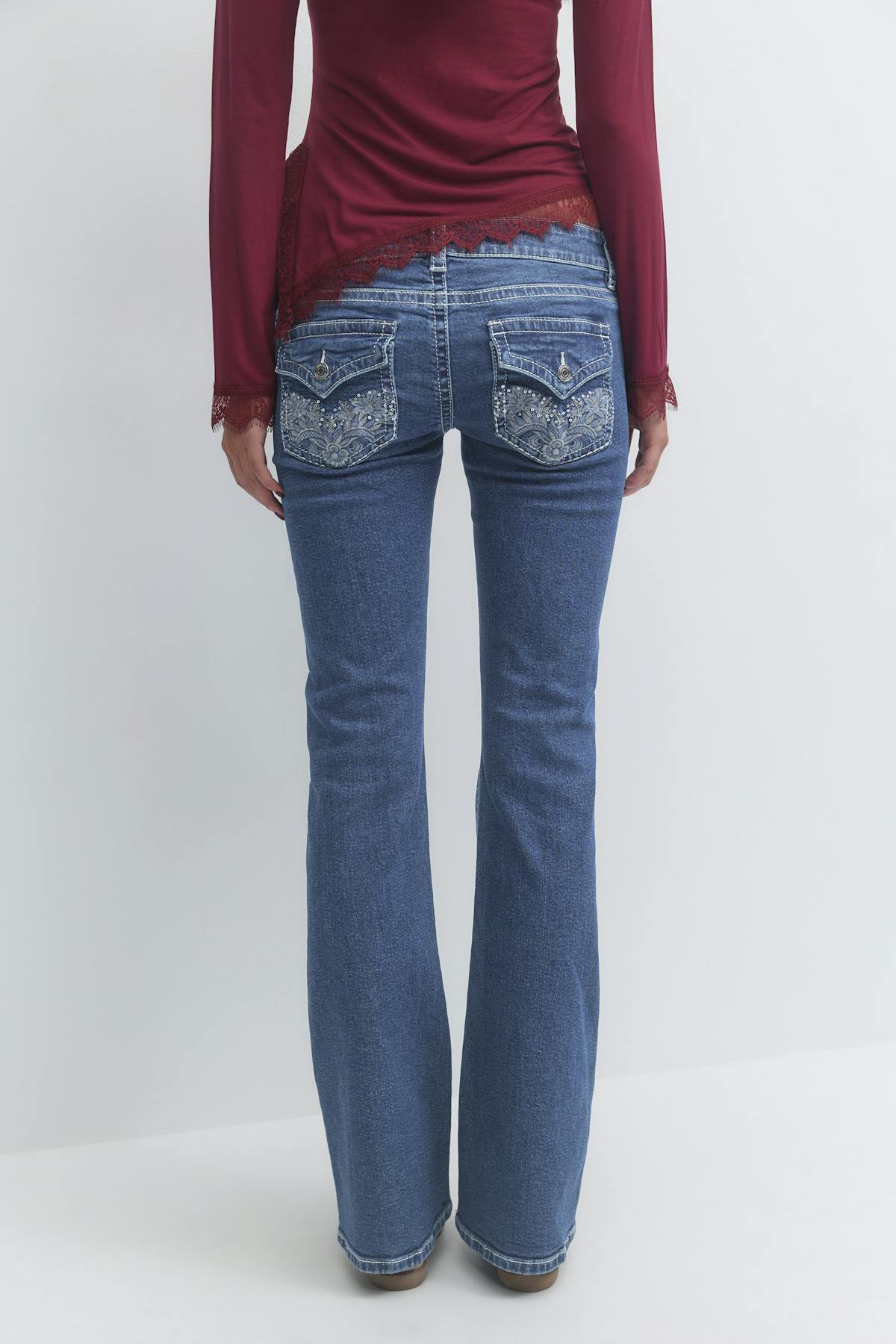 Decorated flare tall jeans