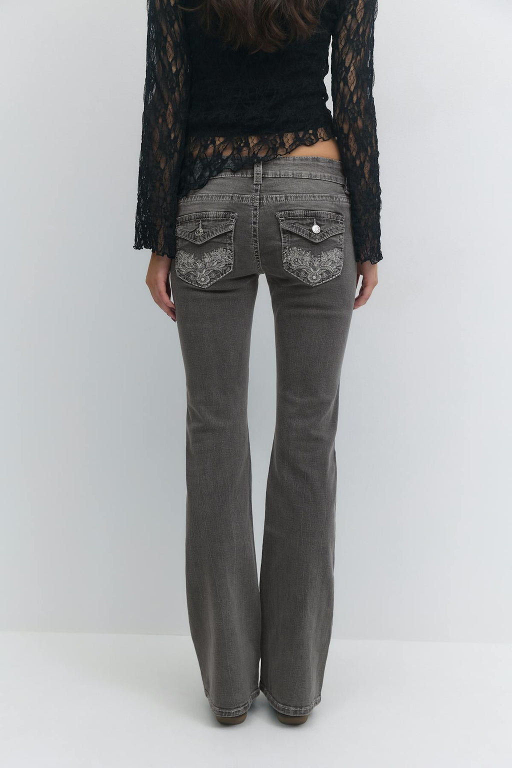 Decorated flare tall jeans