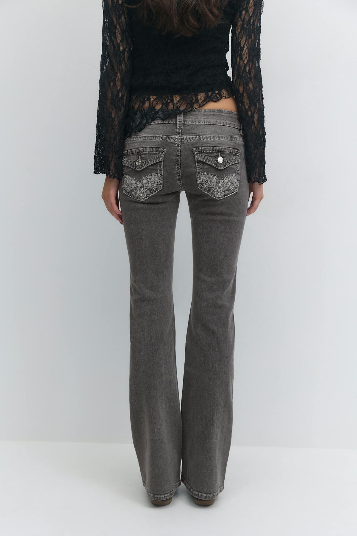 Decorated flare tall jeans