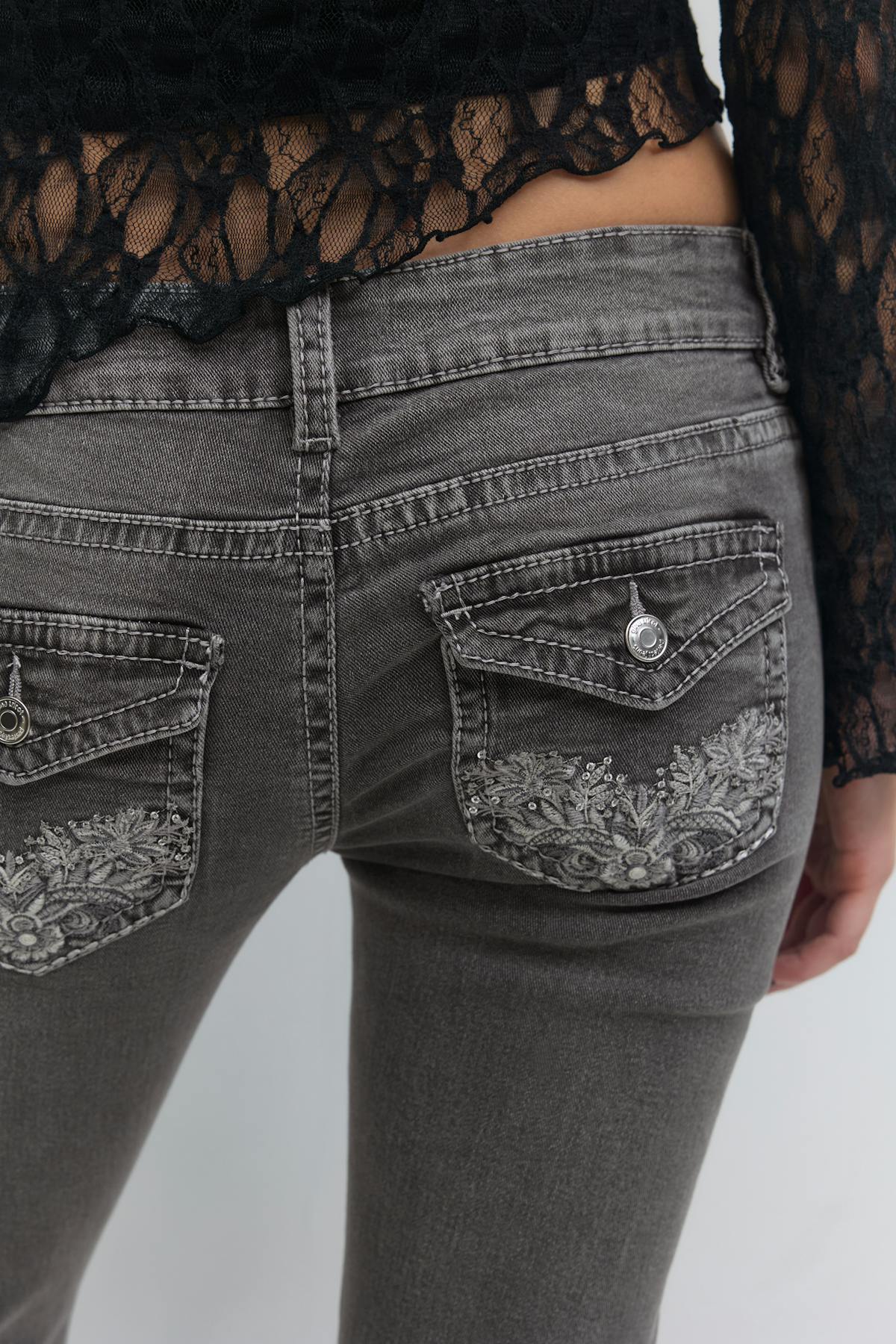 Decorated flare tall jeans
