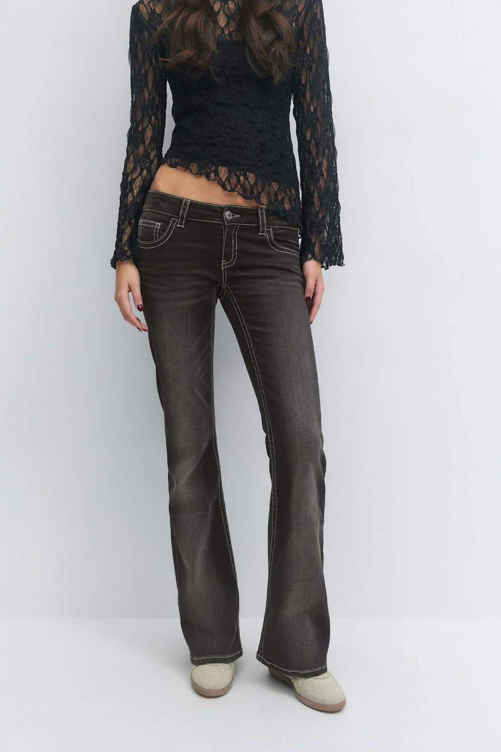 Decorated flare tall jeans