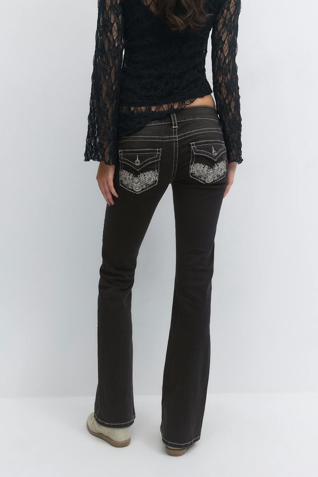 Decorated flare tall jeans
