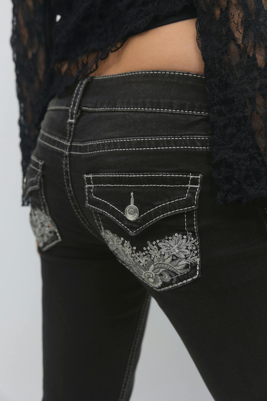 Decorated flare tall jeans