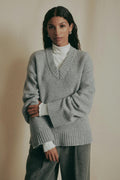 V-neck knitted wool sweater