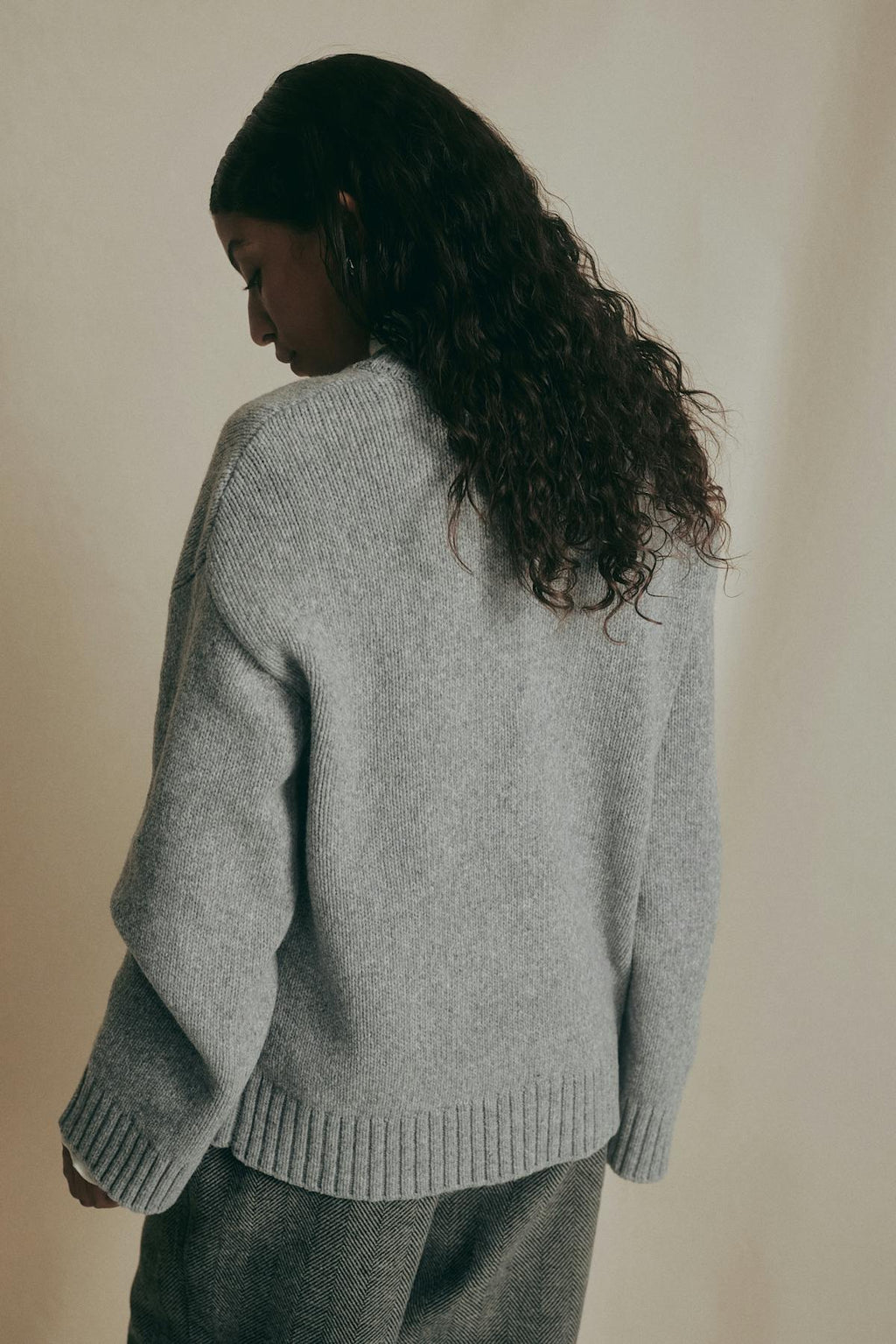 V-neck knitted wool sweater