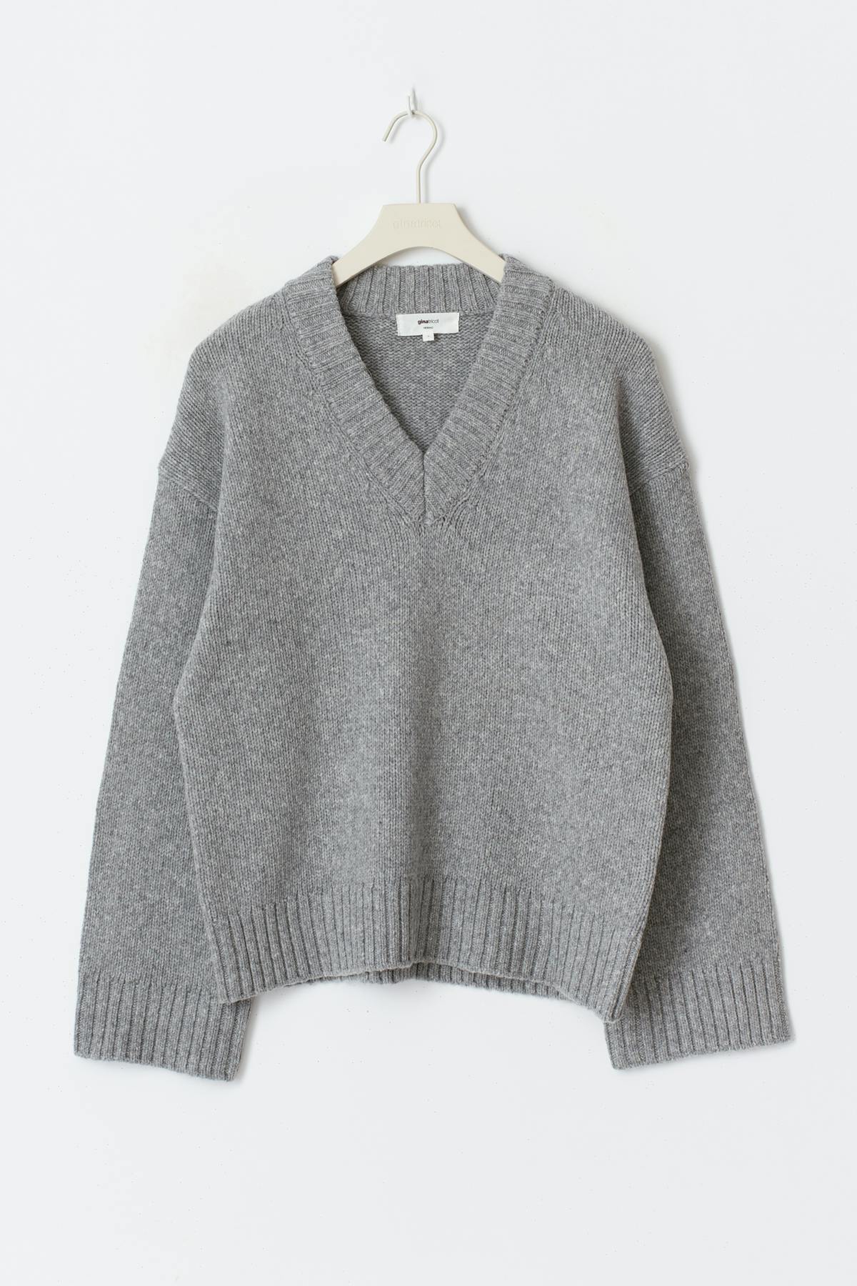 V-neck knitted wool sweater