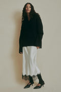 V-neck knitted wool sweater