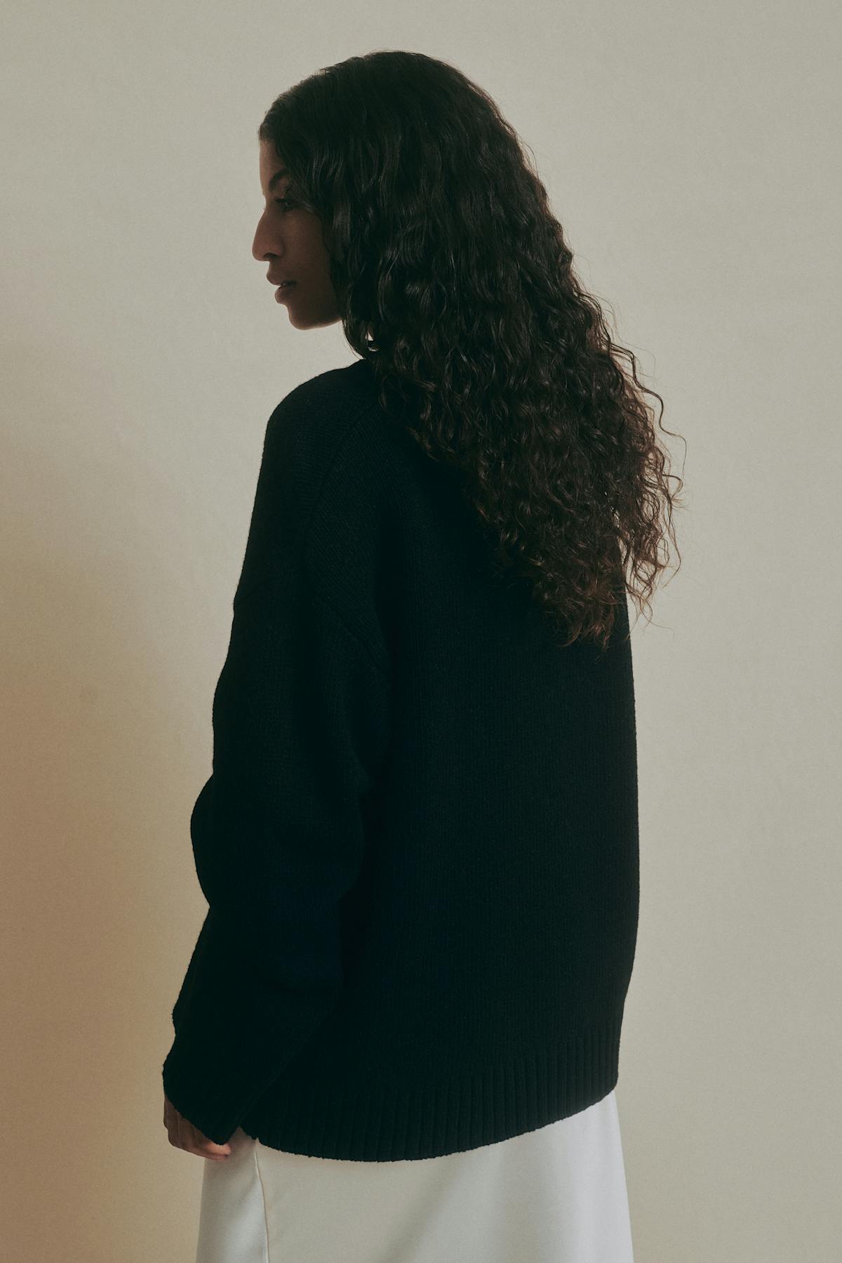 V-neck knitted wool sweater