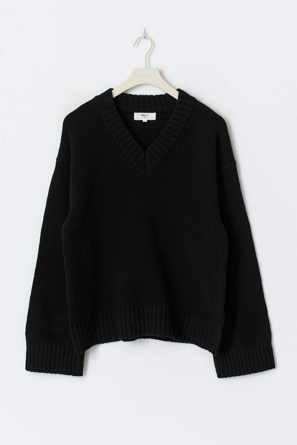 V-neck knitted wool sweater