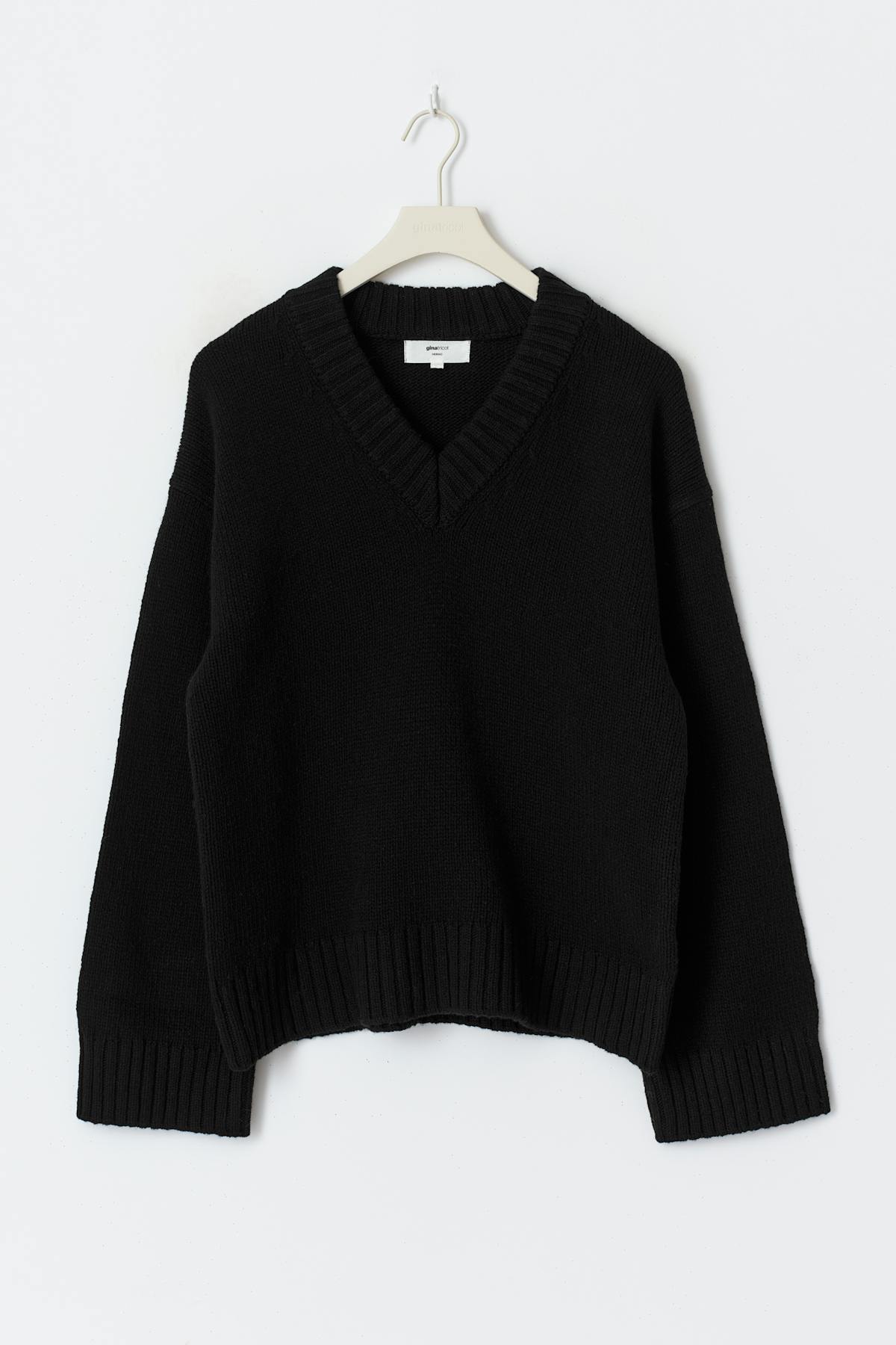 V-neck knitted wool sweater