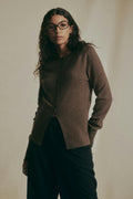 Shaped knitted wool cardigan