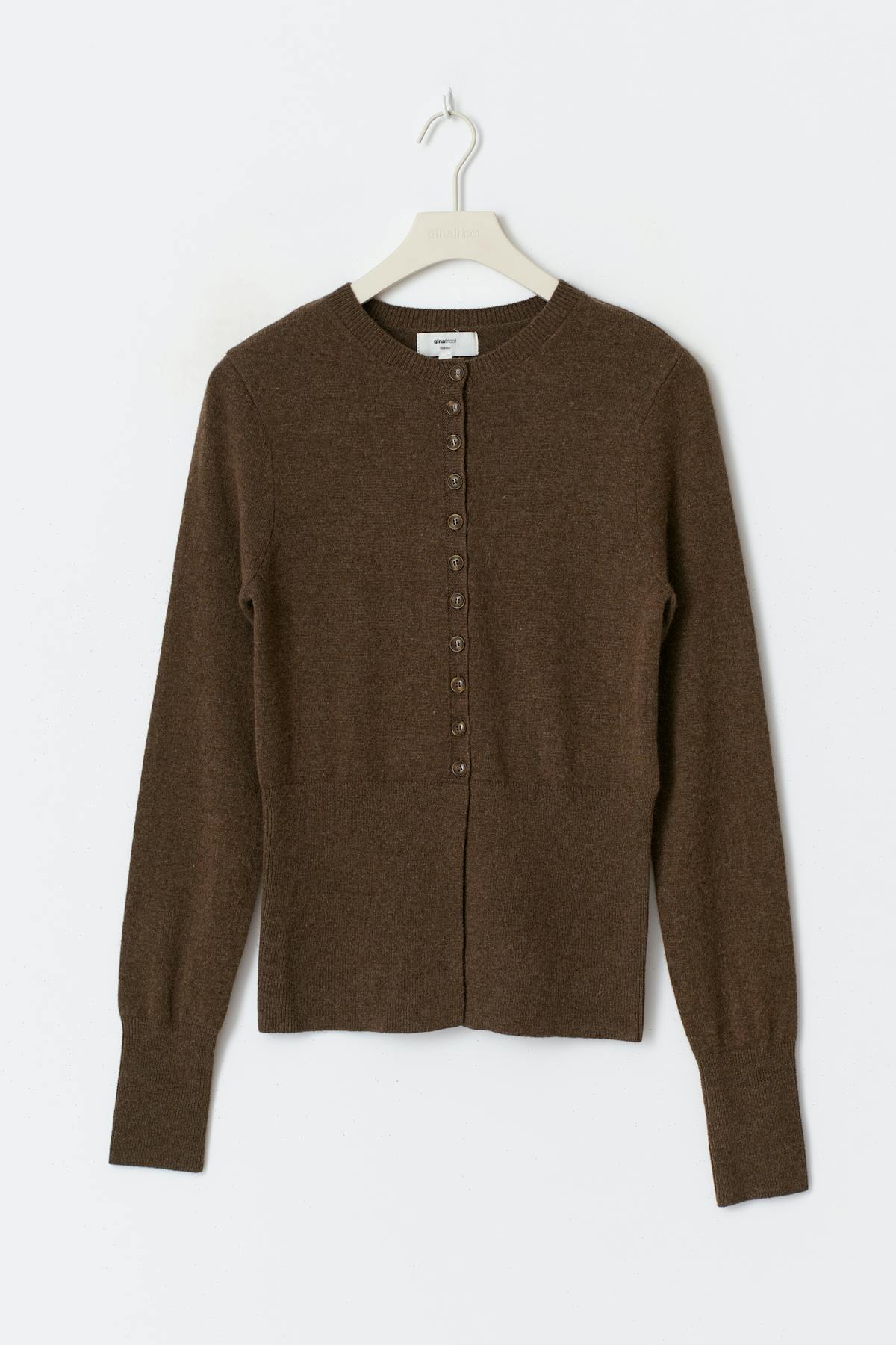 Shaped knitted wool cardigan