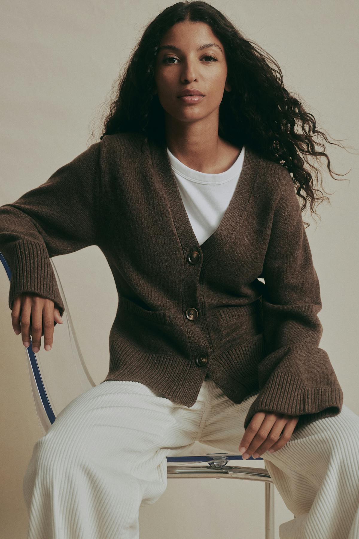 Merino wool knitted cardigan