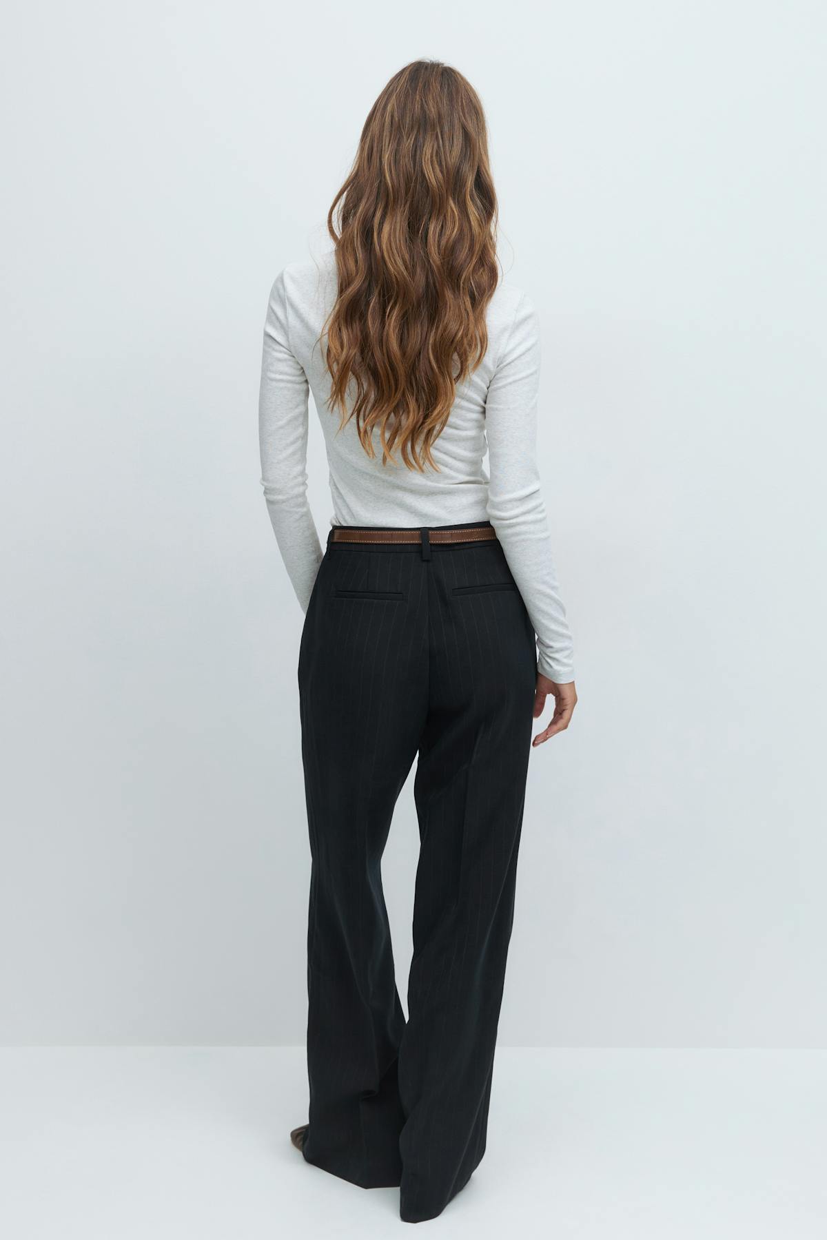 Mid waist straight trousers