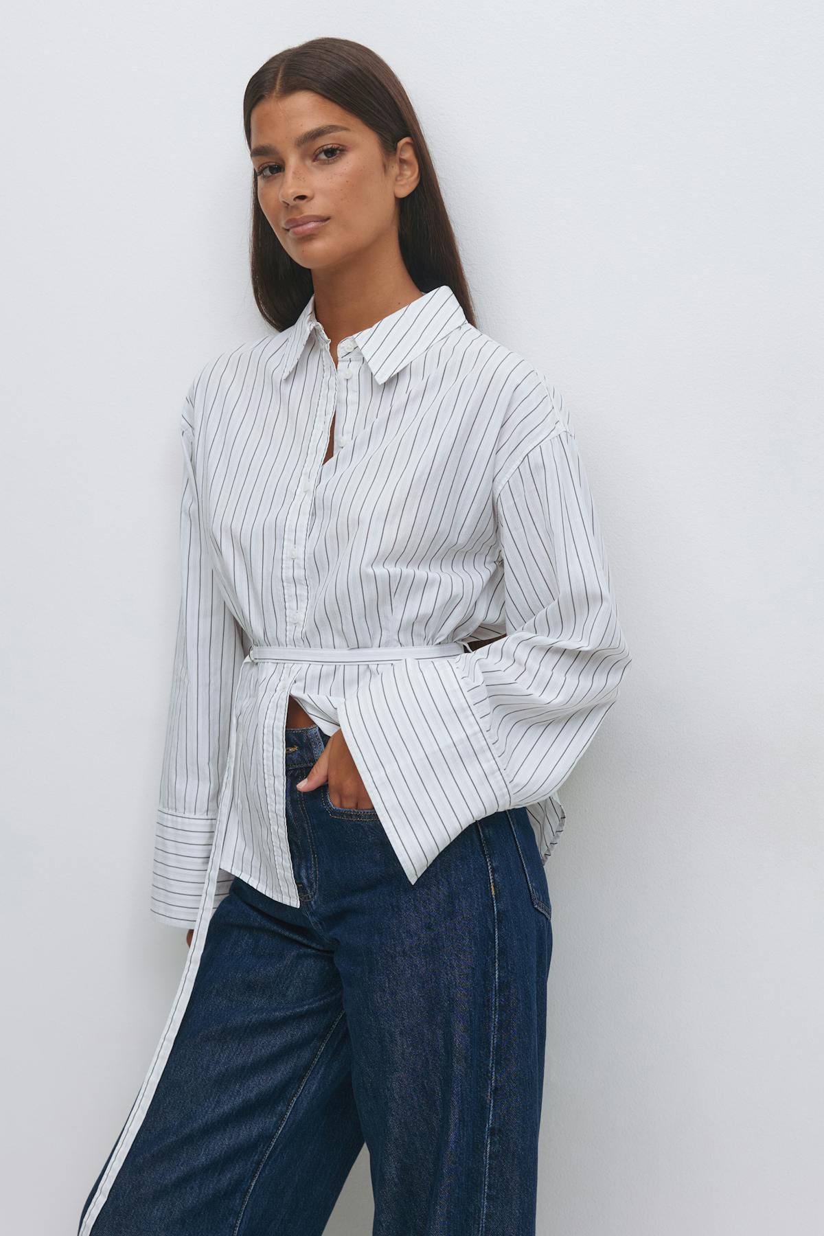 Shaped tie blouse